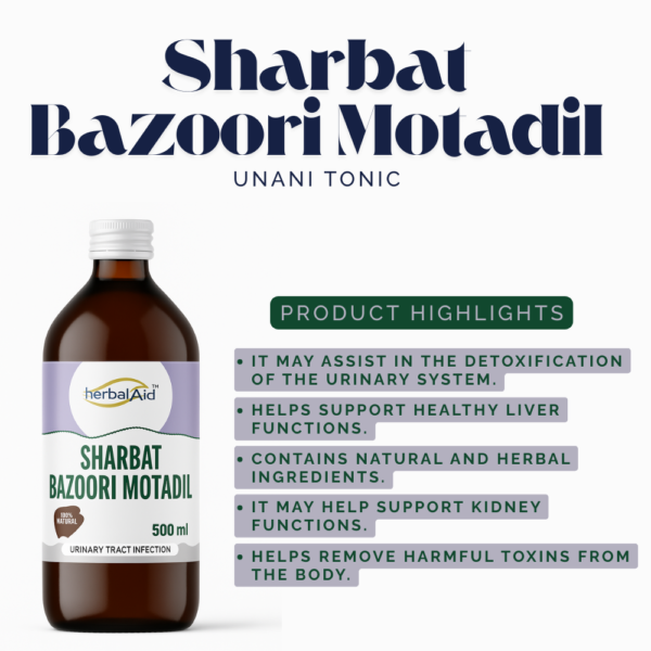 Herbal Aid Sharbat Bazoori Motadil 500ml Unani Tonic - Image 2