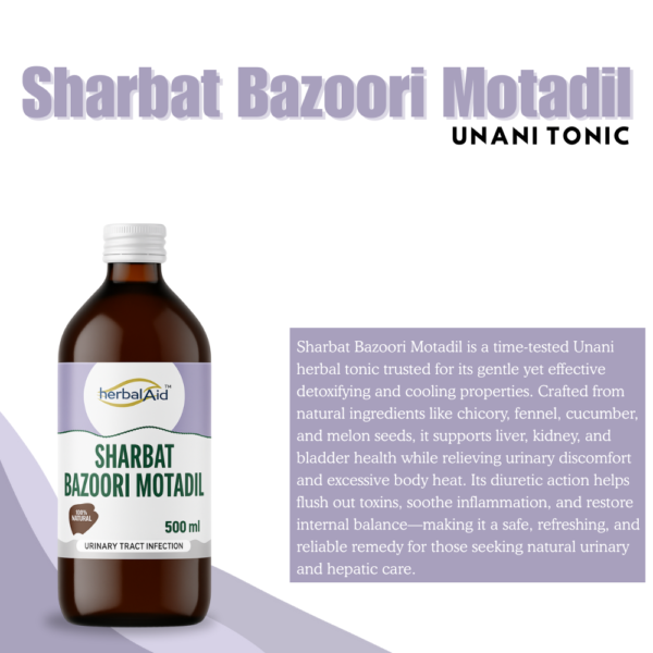 Herbal Aid Sharbat Bazoori Motadil 500ml Unani Tonic - Image 4