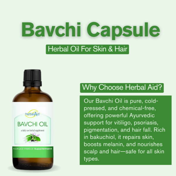 HerbalAid Bavchi Oil For Vitiligo, Leucoderma, Skin Pigmentation & Psoriasis - Image 3