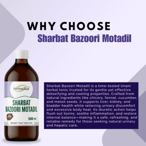 Herbal Aid Sharbat Bazoori Motadil 500ml Unani Tonic - Image 3